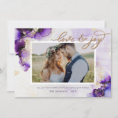 Amethist en Gold Glam 2 Foto Feestdagenkaart (Voorkant)