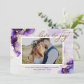 Amethist en Gold Glam 2 Foto Feestdagenkaart (Staand voorkant)