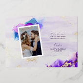 Amethist en Gold Glam 2 Foto Folie Feestdagenkaart (Achterkant)