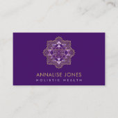 Amethist en goud Sri Yantra / Sri Chakra in Lotus Visitekaartje (Voorkant)