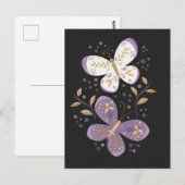 Amethist en Gouden Vlinders Briefkaart (Voorkant / Achterkant)