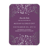 Amethist en Silver Baby's Breath Save the Date Magneet (Verticaal)