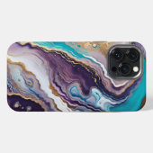 Amethist en Turkoois Abstract iPhone Hoesje (Achterkant horizontaal)