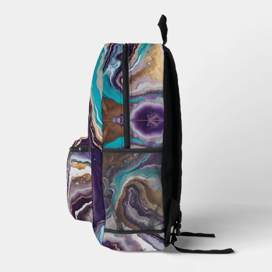 Amethist en Turquoise Abstract Bedrukte Rugzak (Rechts)