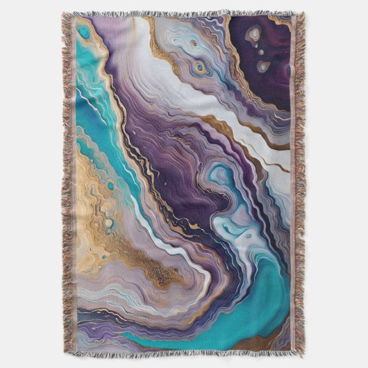 Amethist en Turquoise Abstract Deken (Voorkant Verticaal)