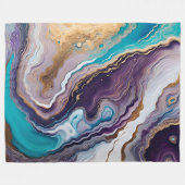 Amethist en Turquoise Abstract Fleece Deken (Voorkant (Horizontaal))