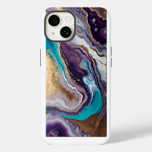 Amethist en Turquoise Abstract iPhone 14 Hoesje