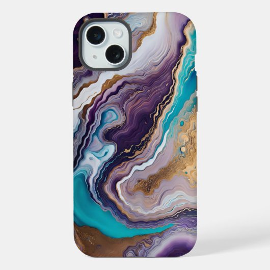 Amethist en Turquoise Abstract iPhone Hoesje (Achterkant)
