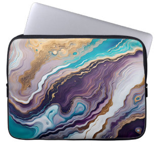 Amethist en Turquoise Abstract Laptop Sleeve