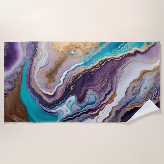 Amethist en Turquoise Abstract Strandlaken (Voorkant)