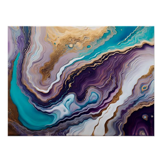 Amethist en Turquoise en Goud Abstract Perfect Poster (Voorkant)