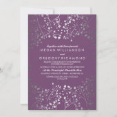 Amethist en Zilveren Baby's Breath Bruiloft Kaart (Voorkant)