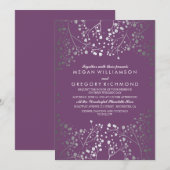 Amethist en Zilveren Baby's Breath Bruiloft Kaart (Voorkant / Achterkant)