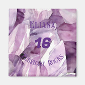 Amethist Februari Verjaardag Jubileum Custom Magneet (Voorkant)