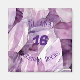 Amethist Februari Verjaardag Jubileum Custom Magneet