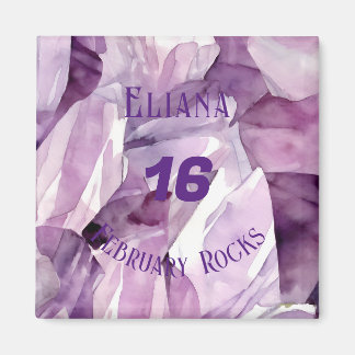 Amethist Februari Verjaardag Jubileum Custom Magneet