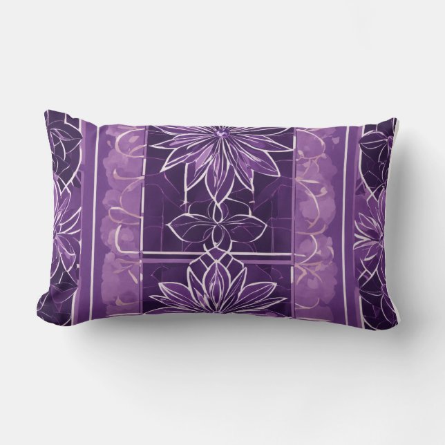 Amethist Floral Long Pillow – Minimalistisch beteg Kussen (Voorkant)
