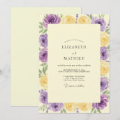 Amethist Gele Ranunculus Eucalyptus Bruiloft Kaart (Voorkant / Achterkant)