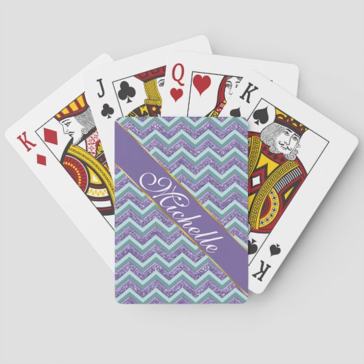 Amethist Glas Zigzag Patroon Pokerkaarten (Achterkant)