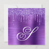 Amethist Glitter Drips en Folie 40e Verjaardag Kaart (Achterkant)