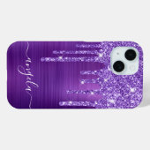 Amethist Glitter Drips Glam Girly Signature Case-Mate iPhone Case (Achterkant (horizontaal))