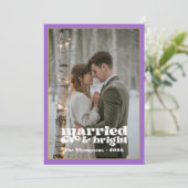 Amethist & Gouden Passen getrouwd Kerst Feestdagenkaart (Staand voorkant)