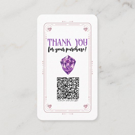 Amethist Hart Roos Kwarts Kristal Social Media QR Visitekaartje (Voorkant)