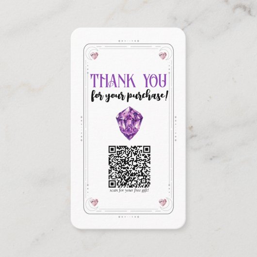 Amethist Hart Roos Kwarts Kristal Social Media QR Visitekaartje (Voorkant)
