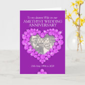 Amethist huwelijksjubileum vrouw fotokaart kaart (Gele Bloem)