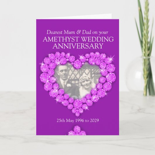Amethist huwelijksverjaardag ouders fotokaart kaart (Voorkant)