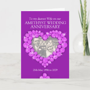 Amethist huwelijksverjaardag vrouw foto kaart