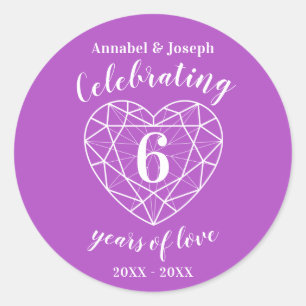Amethist jubileum 6 jaar liefde stickers