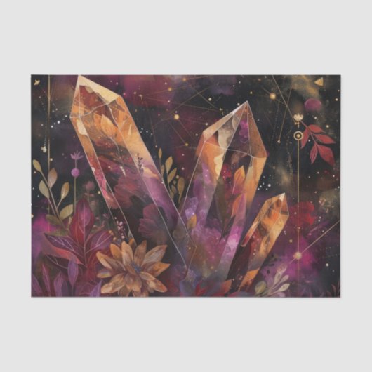 Amethist Kristal Galaxy Hemels Patroon Tissuepapier (Voorkant)