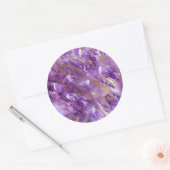 Amethist Kwarts en gouden textuur Ronde Sticker (Envelop)