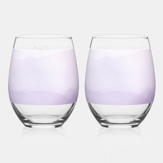 Amethist Lelies op Paarse Waterverf Bruiloft Wijnglas Zonder Voet (Achterkant)