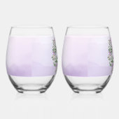 Amethist Lelies op Paarse Waterverf Bruiloft Wijnglas Zonder Voet (Rechts)