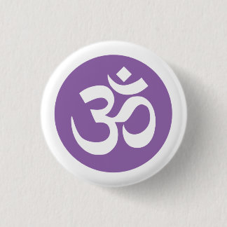 Amethist Orchidee en Wit Om Symbool Badge Ronde Button 3,2 Cm