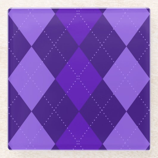 Amethist Paarse Argyle Glazen Onderzetter (Voorkant)