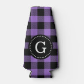 Amethist Paarse BK Buffalo Check Plaid 1I monogram Flesjeskoeler (Voorkant)