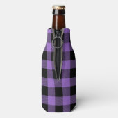 Amethist Paarse BK Buffalo Check Plaid 1I monogram Flesjeskoeler (Fles Achterkant)