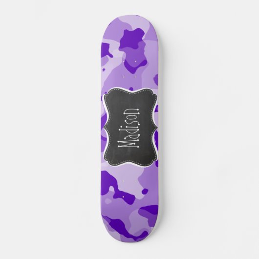 Amethist Paarse Camo; Camouflage; Krijtbord Skateboard (Voorkant)
