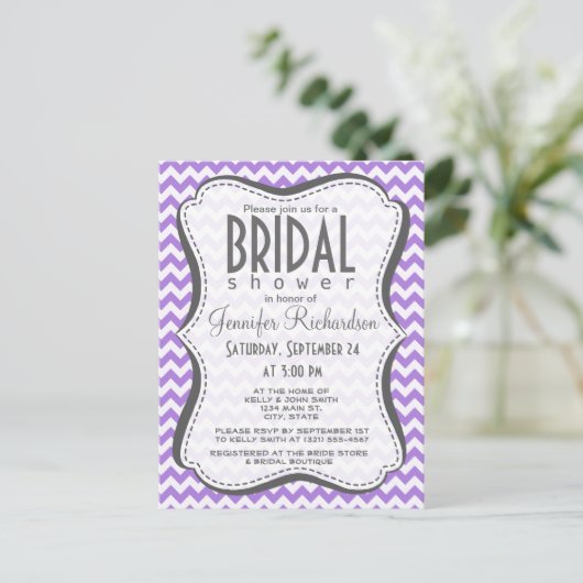 Amethist Paarse Chevron Briefkaart (Staand voorkant)