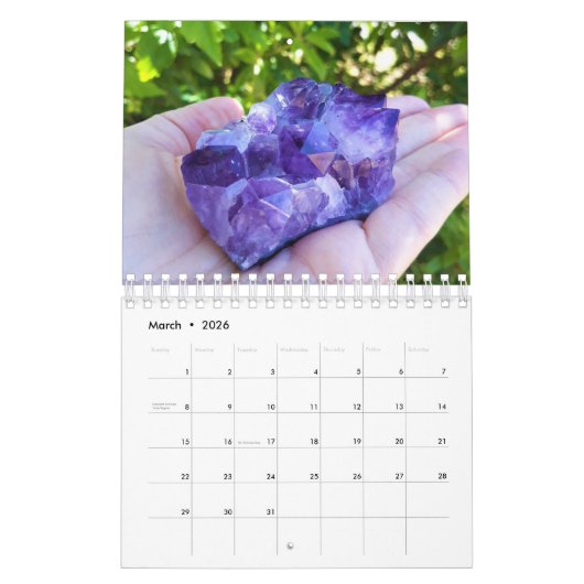 Amethist Paarse edelsteen kristal esthetisch Kalender (Mar 2026)