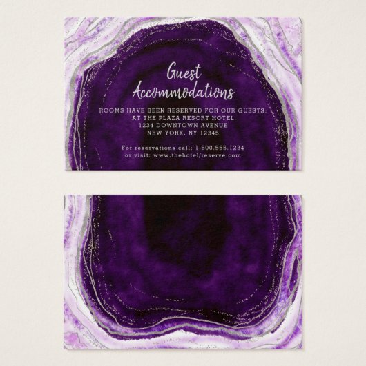 Amethist Paarse Geode Accommodaties Plaats Kaart (Voorkant /achterkant)