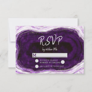 Amethist Paarse Geode Bruiloft RSVP Respons Kaartje