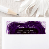 Amethist Paarse Geode Slice Bruiloft Retouradres Etiket (Insitu)