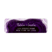 Amethist Paarse Geode Slice Bruiloft Retouradres Etiket (Voorkant)