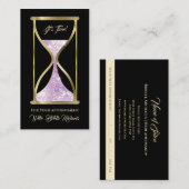 Amethist Paarse glitter zandloper haar en make-up Afsprakenkaartje (Voorkant / Achterkant)