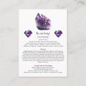 Amethist Paarse Kristal Metafysische Eigenschappen Visitekaartje (Achterkant)