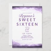 Amethist Paarse Plum Modern Chic Sweet 16 Party Kaart (Voorkant)